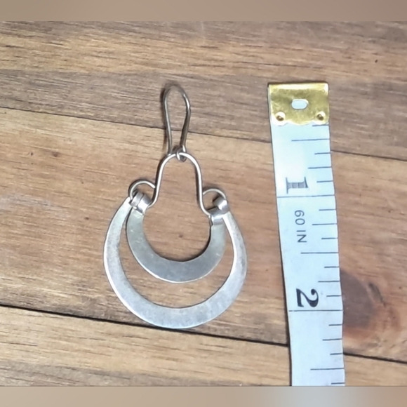 Vintage 925 Sterling Silver Double Hoop Earrings - Picture 5 of 6